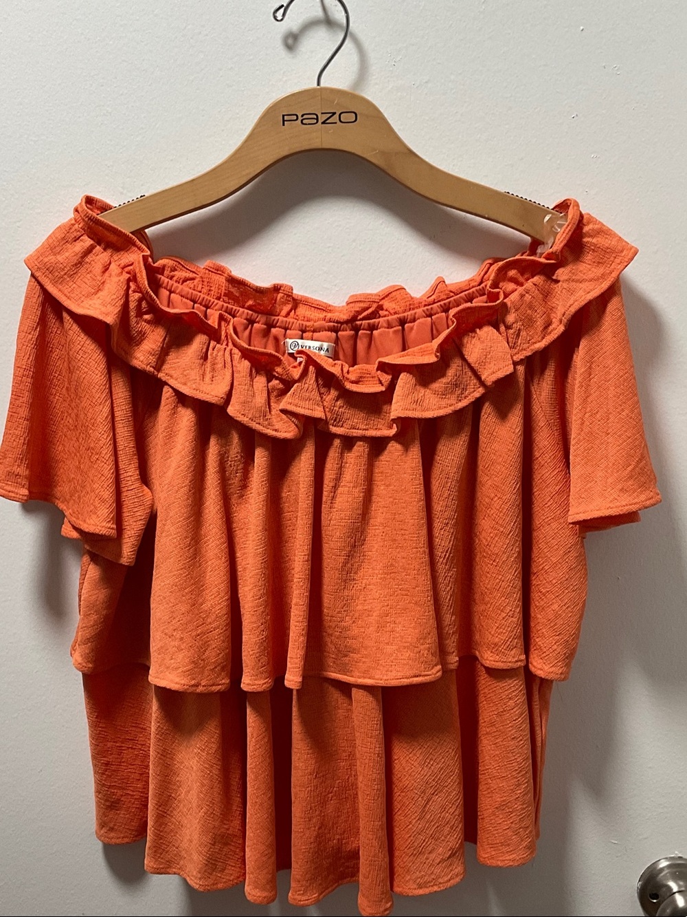Orange Ruffled Off-Shoulder Top